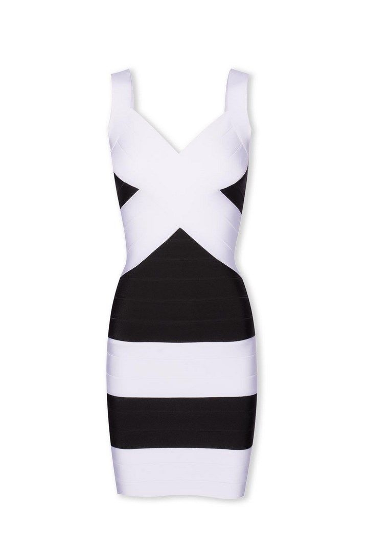 vestido bandage rayas blanco y negro